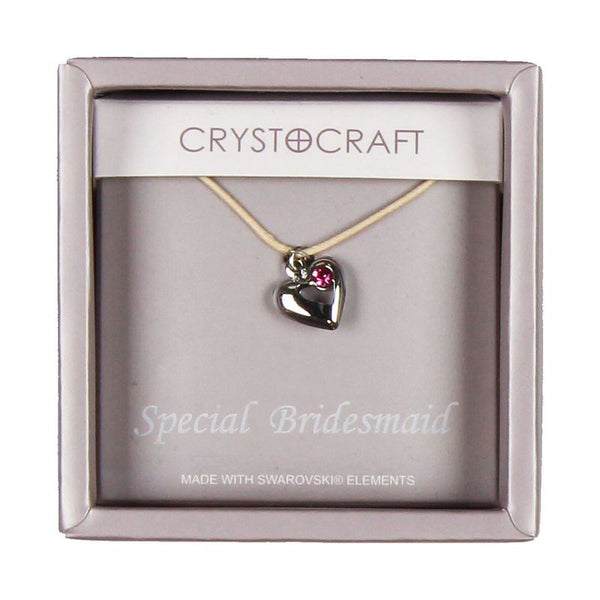 Crystocraft Heart Charm Bridesmaid Necklace.