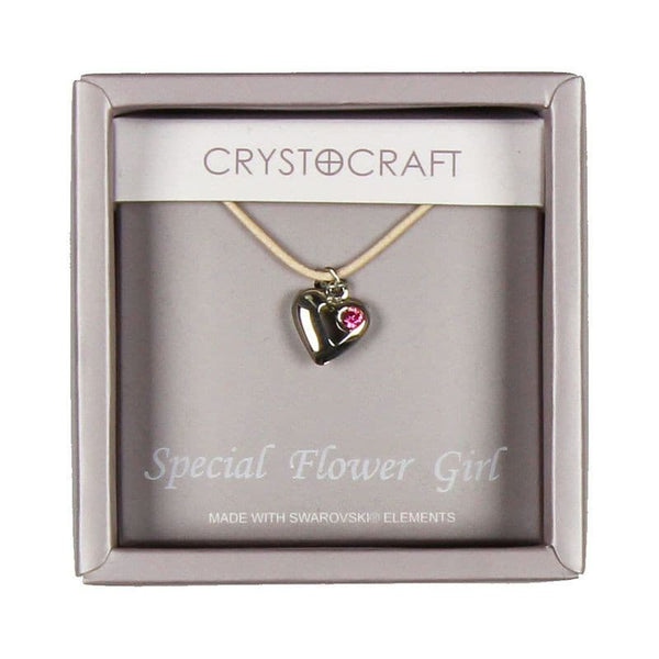 Crystocraft Heart Charm Flower Girl Necklace.