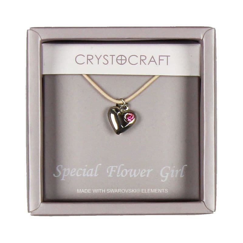 Crystocraft Heart Charm Flower Girl Necklace.