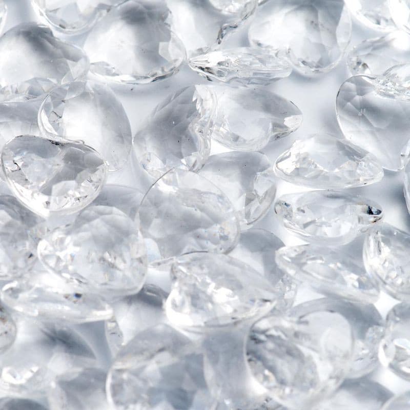 Clear Heart Table Crystals.