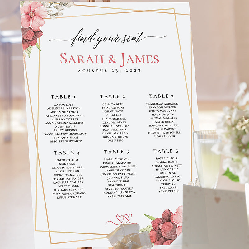 Gold Elegant Wedding Table Plan