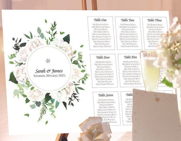 Painted Blooms Wedding Table Plan.