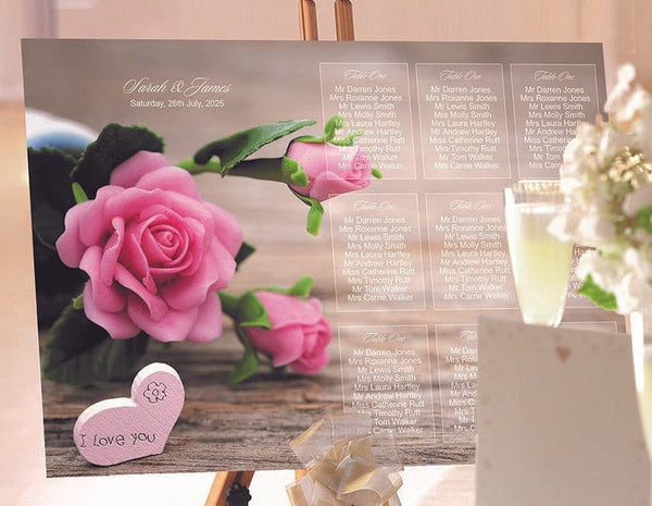 Pink Rose Wedding Table Plan.