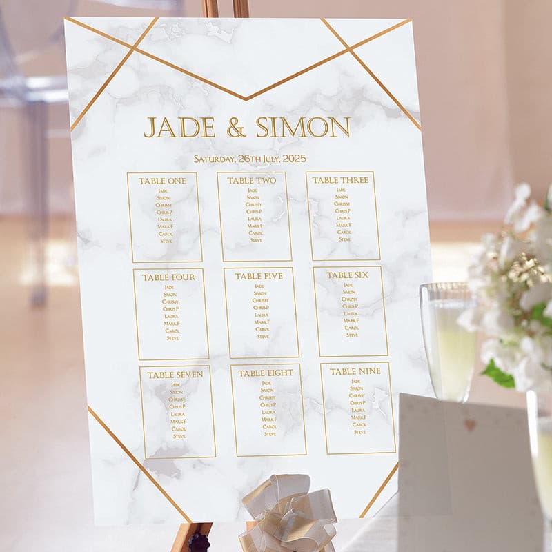 Elegant Marble Wedding Table Plan.