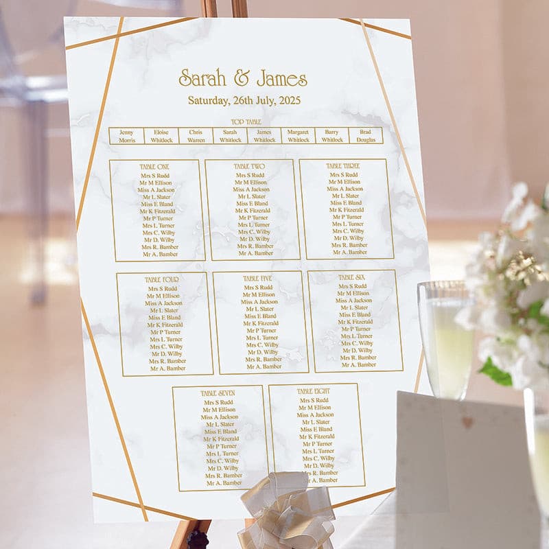 Marble Geometric Wedding Table Plan.