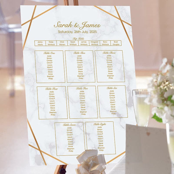 Marble Swirl Wedding Table Plan.