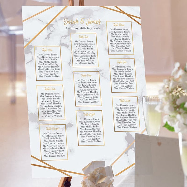 Grey & Gold Marble Wedding Table Plan.