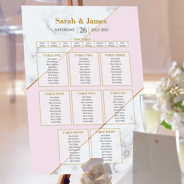 Marble Blush Wedding Table Plan.