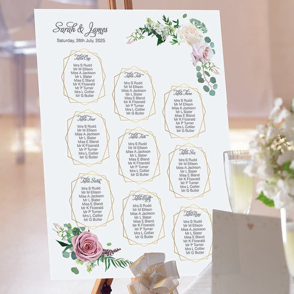 Framed Foliage Wedding Table Plan.