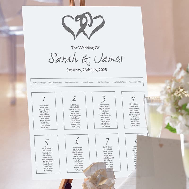 Linked at the Heart Wedding Table Plan.