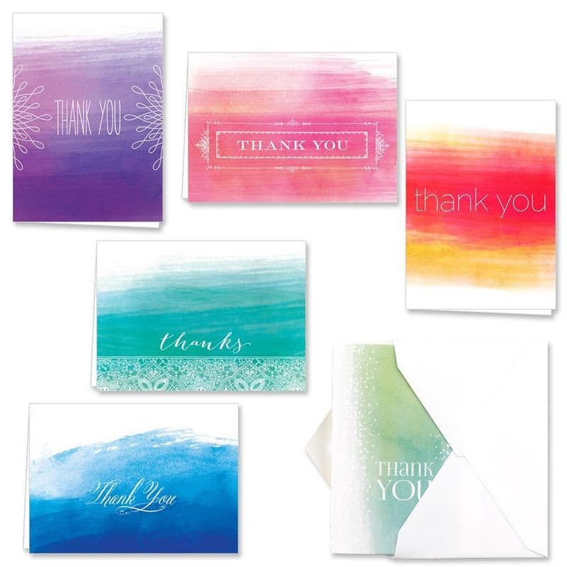 Ombre Watercolor Thank You Note Card Assortment.