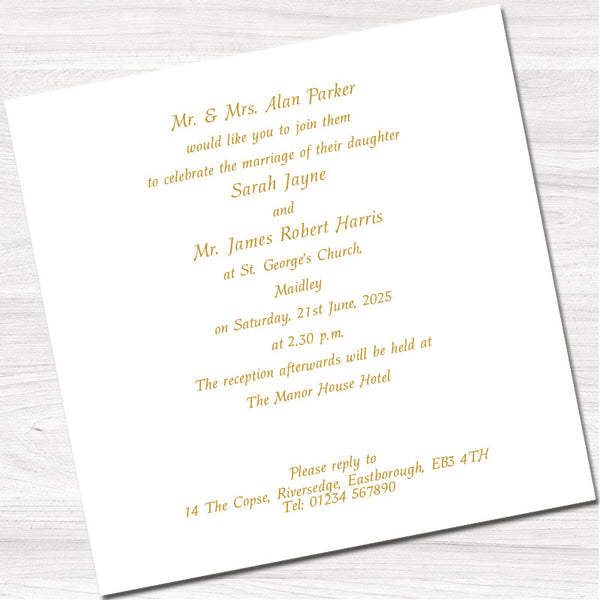 Golden Pocket Wedding Day Invitation