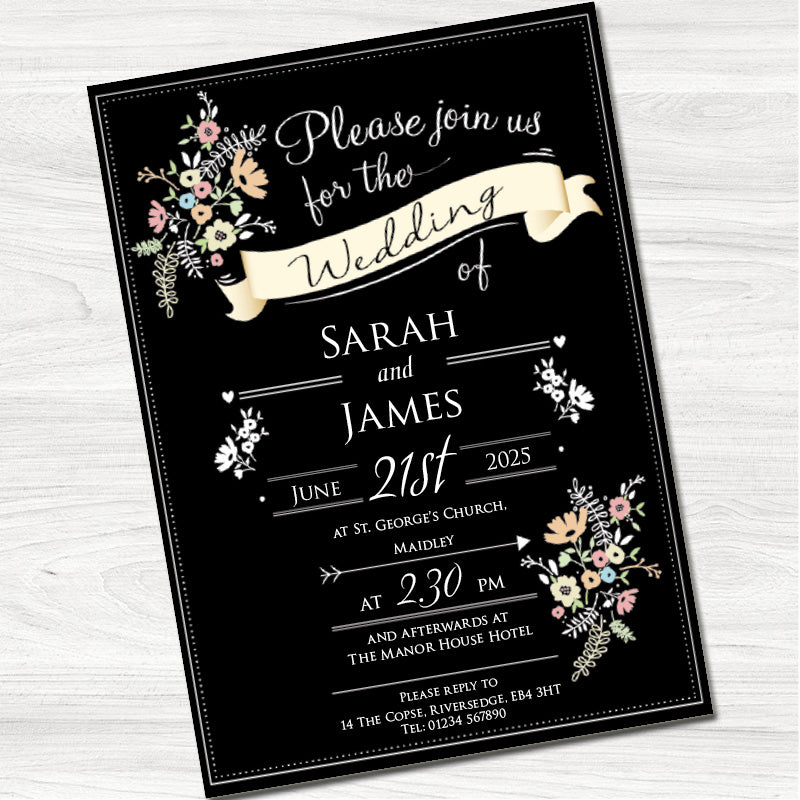 Chalkboard Wedding Day Invitation