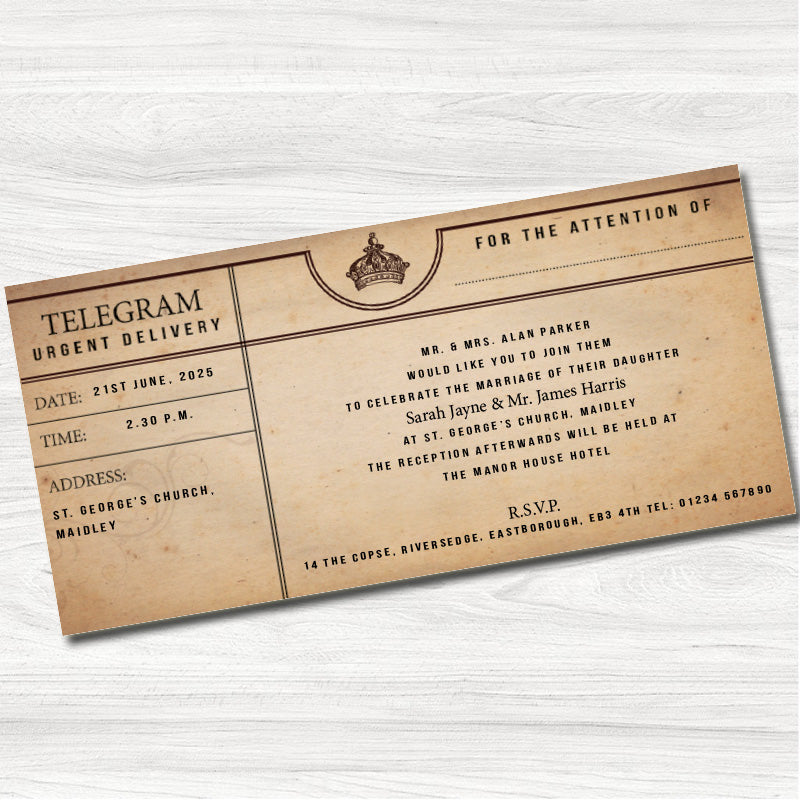 Telegram Wedding Day Invitation - Back