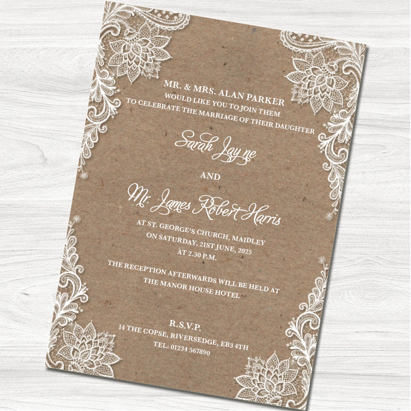 Vintage Lace Wedding Day Invitation