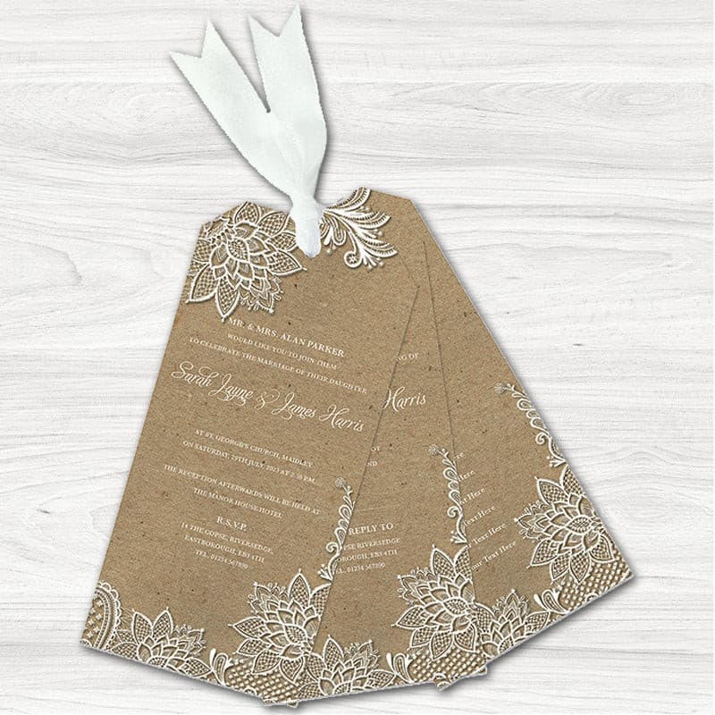Chiffon & Lace Wedding Day Invitation.