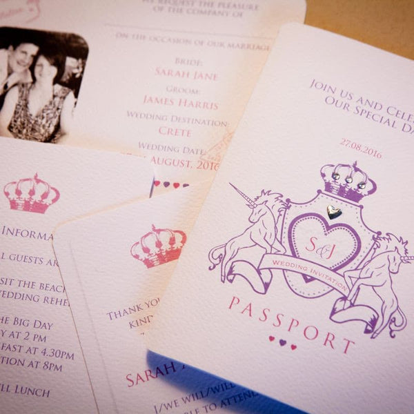 Passport to Love Wedding Day Invitation.