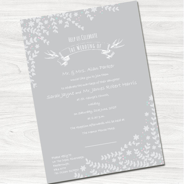 Swallows Wedding Day Invitation