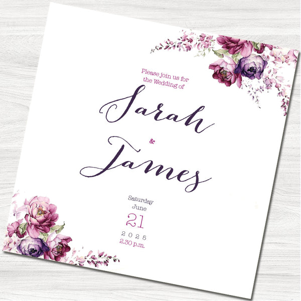 Vintage Flowers Wedding Day Invitation