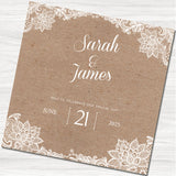 Bronte Lace Wedding Day Invitation - Front