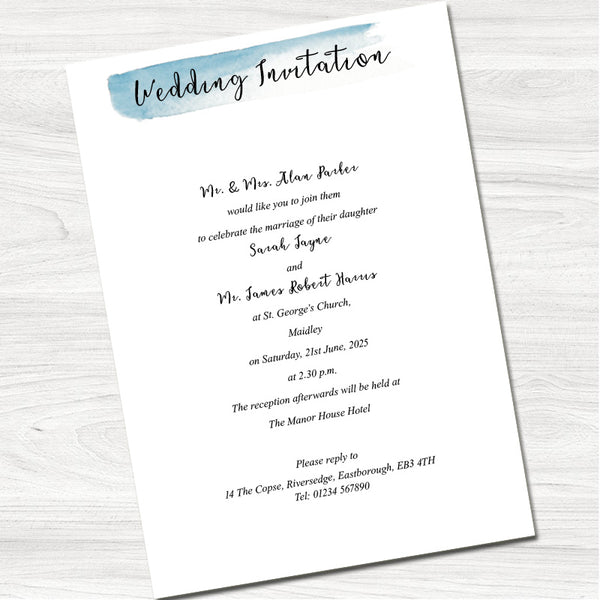 Fajrina Blue Wedding Day Invitation