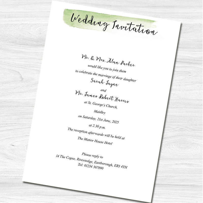 Fajrina Green Wedding Day Invitation