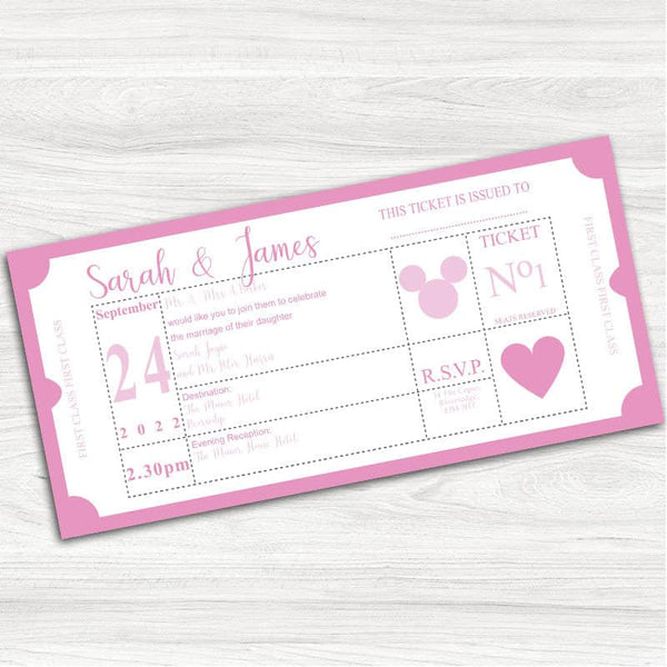 First Class Ticket Wedding Day Invitation.
