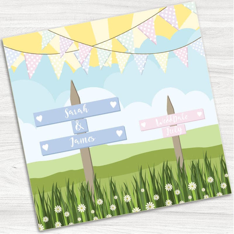 Outdoor Bunting Wedding Day Invitation.