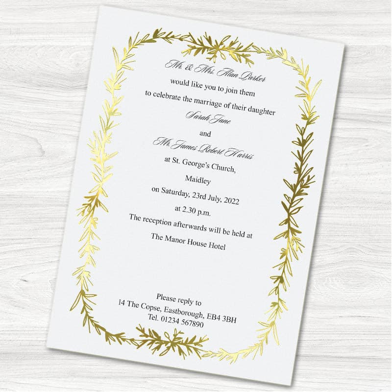 Botanical Sprigs Wedding Day Invitation.