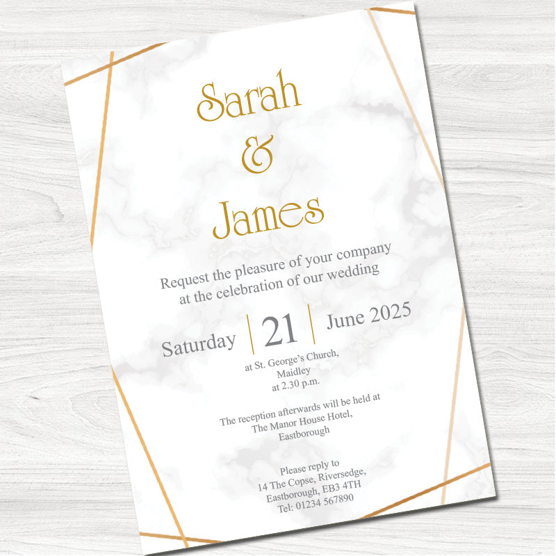 Marble Geometric Wedding Day Invitation