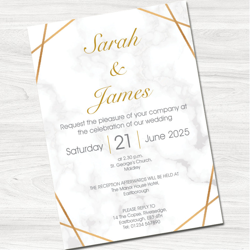 Marble Swirl Wedding Day Invitation