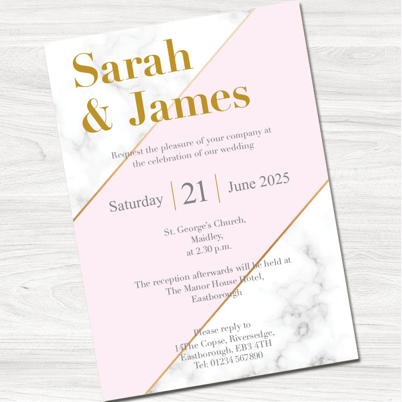 Marble Blush Wedding Day Invitation
