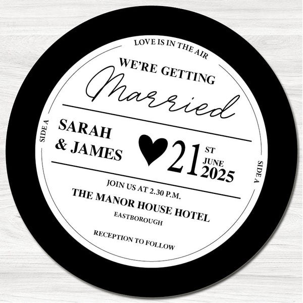 Vinyl Record Wedding Day Invitation