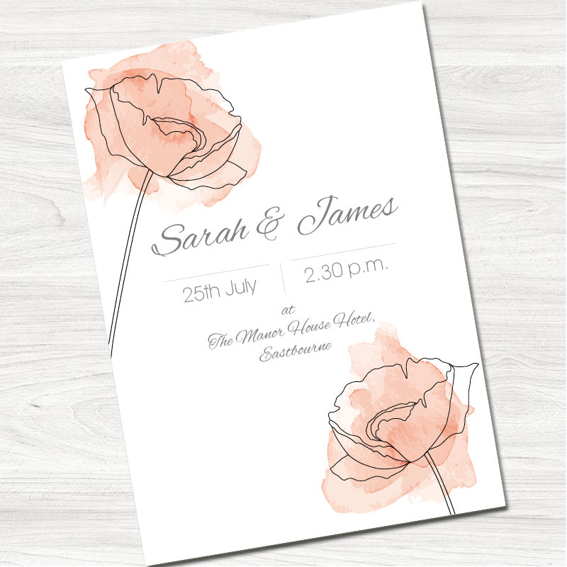 Red Poppies Wedding Day Invitation