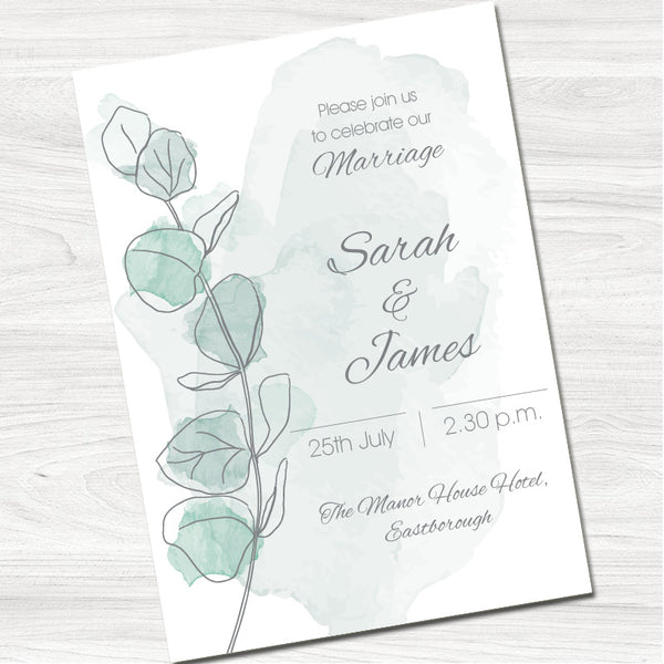 Eucalyptus Branch Weding Day Invitation