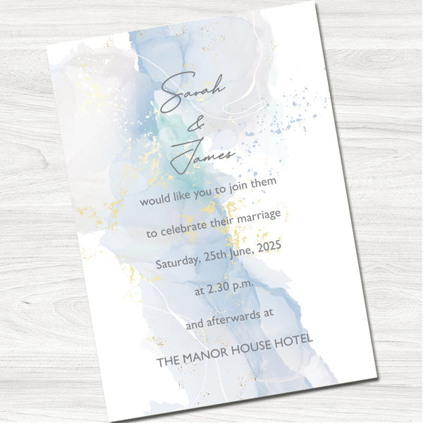 Blue Pastels Wedding Day Invitation