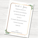 Rosemary Wreath Wedding Day Invitation - Reverse