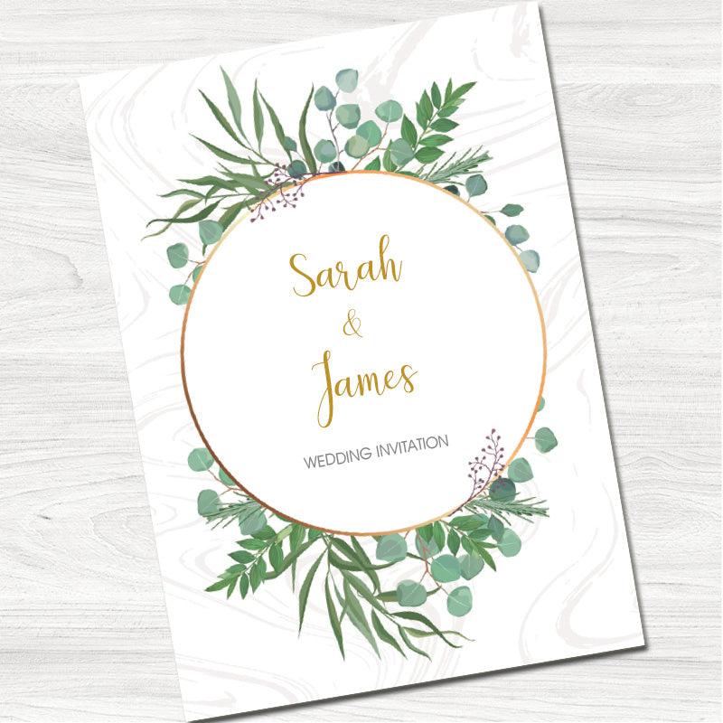 Rosemary Wreath Wedding Day Invitation - Front