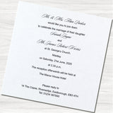 Bespoke White Wedding Day Invitation