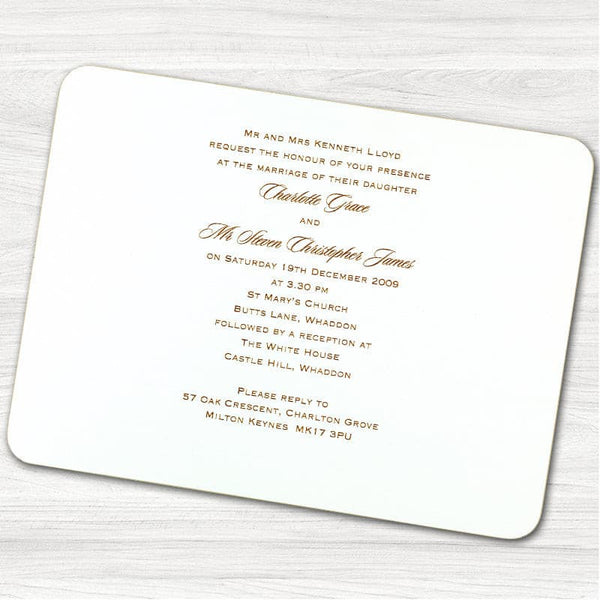 Classic Wedding Day Invitation.