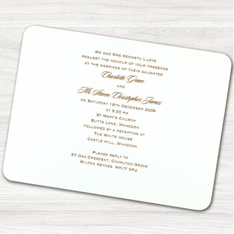 Classic Wedding Day Invitation.