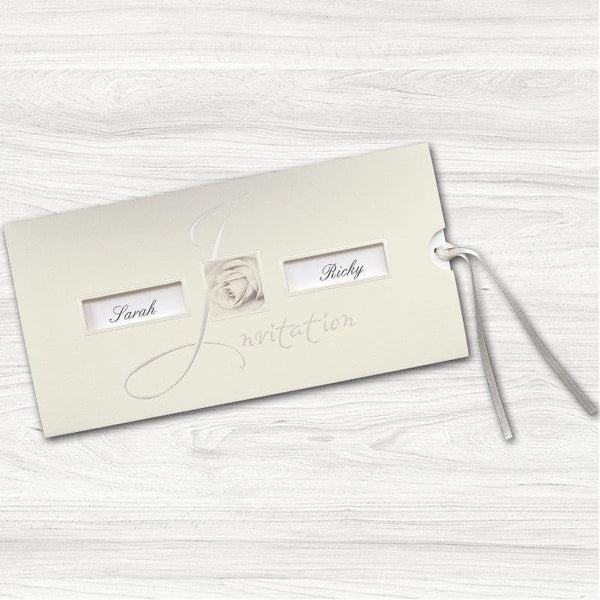 Cream Rose Wedding Day Invitation.