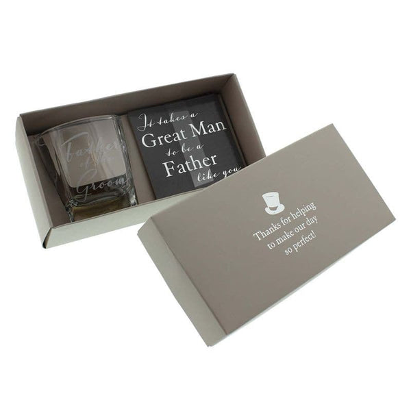 Father of the Groom Whiskey Glass & Coaster Set.