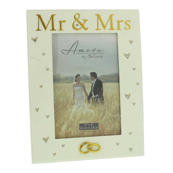 Mr & Mrs Gold Rings Photo Frame.