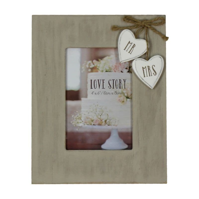 Mr & Mrs 4 x 6 Wooden Photo Frame.