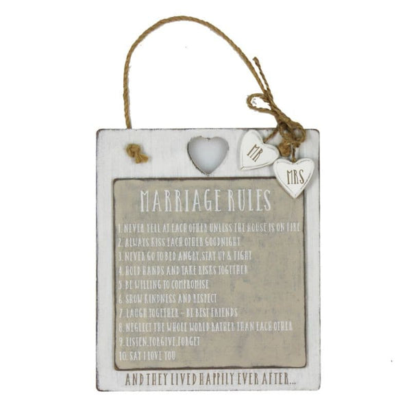 Marriage Rules Plaque.