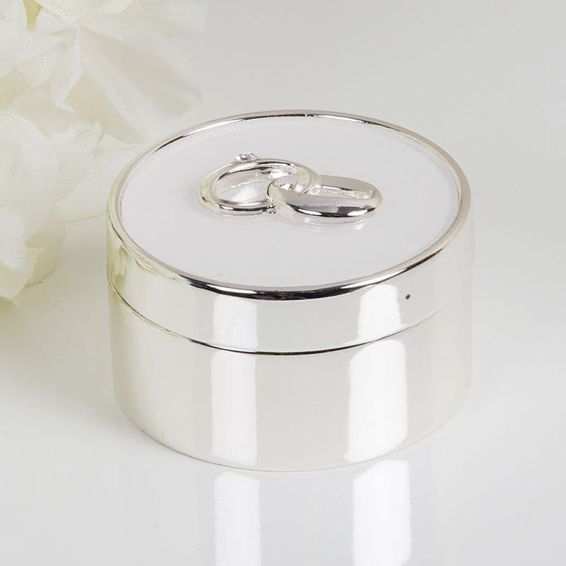 Silver Plated and White Epoxy Ring Box.