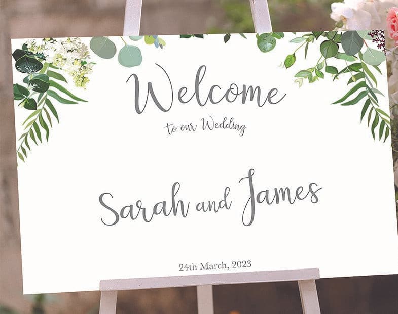Floral Arch Welcome to Our Wedding Sign.