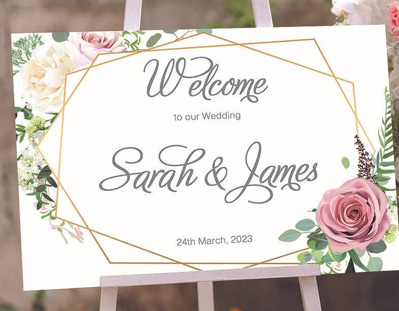 Framed Foliage Welcome to Our Wedding Sign.