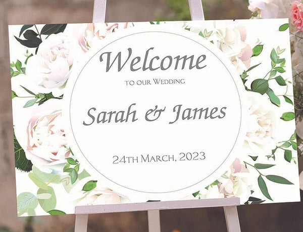 Painted Blooms Welcome to Our Wedding Sign.